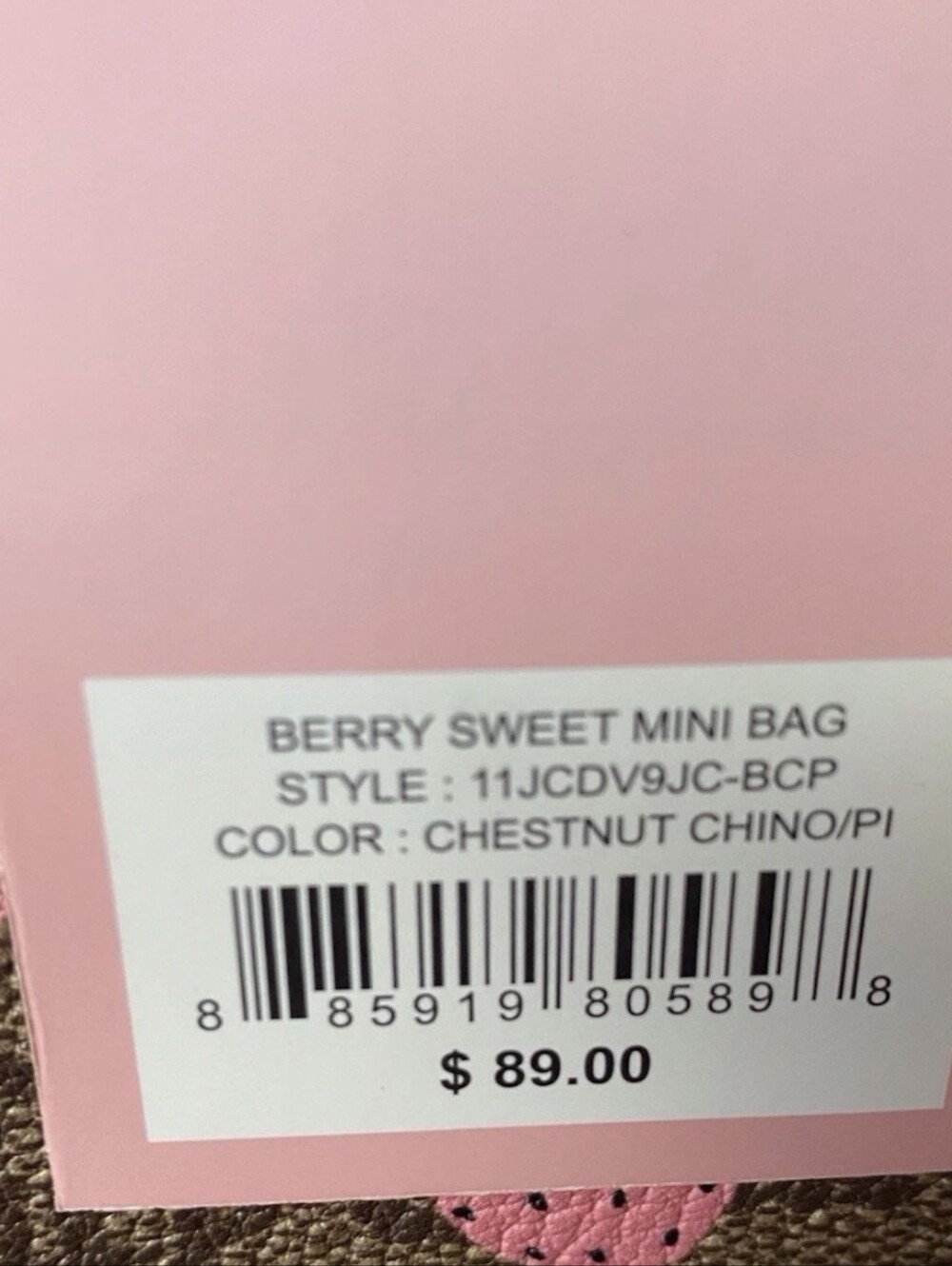 Juicy Couture Strawberry Monogram Satchel Crossbody Bag Pink Trim NWT - Picture 10 of 10